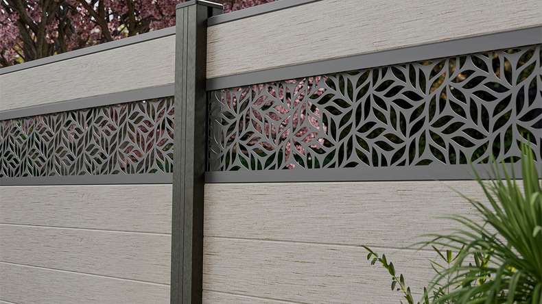 planeo Gardence Strong - BPC-Steckzaun Leafs Bi-Color Sand 180 x 180 cm