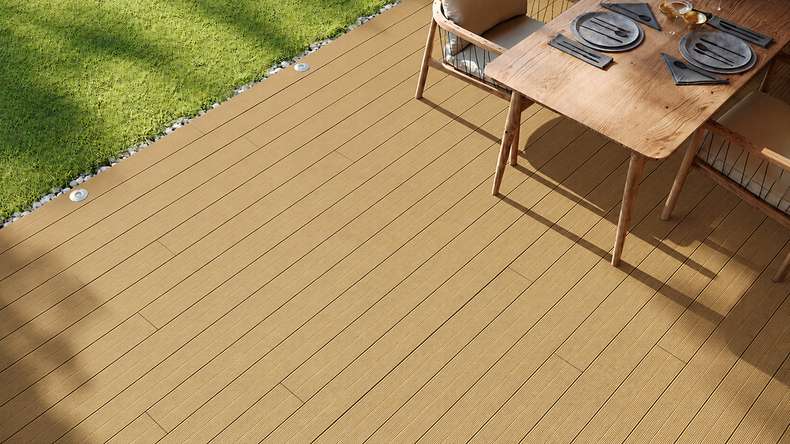 planeo LineWood WPC Terrassendiele Massiv - Erdbraun 4.8m gerillt/genutet
