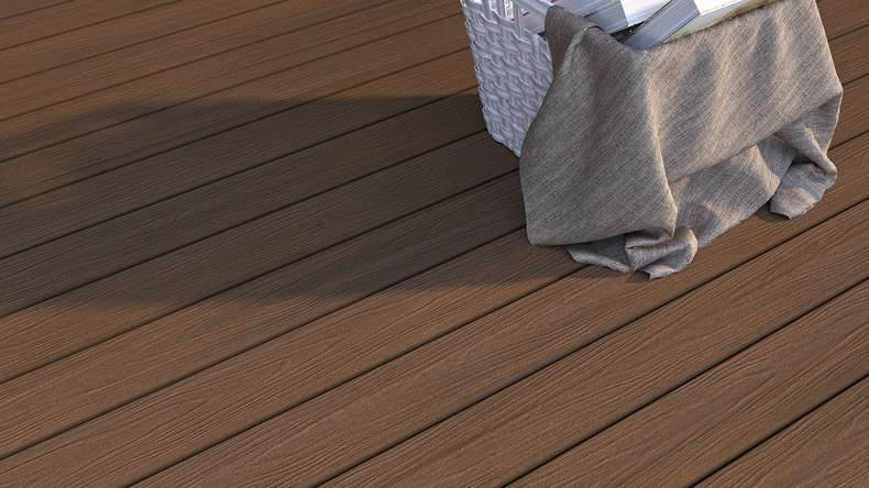 planeo WOODLine Nature - 3m WPC CoEx ummantelte Terrassendiele Verbundprofil leicht - Ipe Braun strukturiert/glatt gebürstet