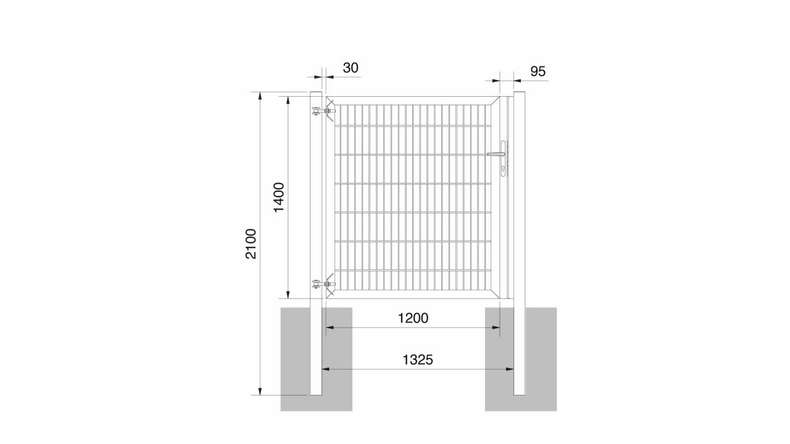 planeo Universaltor schwer 1-flg. Feuerverzinkt H 1400 x B 1325 mm inkl. Torpfosten