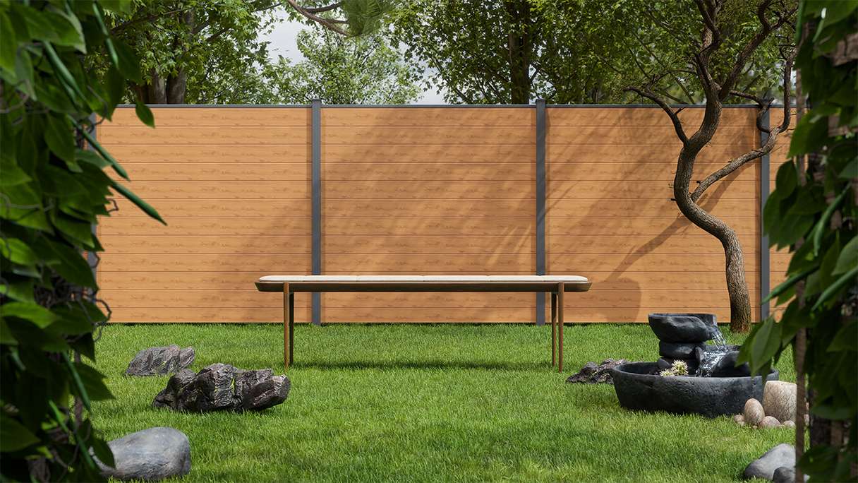planeo Gardence Simply Small - PVC-Steckzaun Asteiche Natur 180 x 180 cm