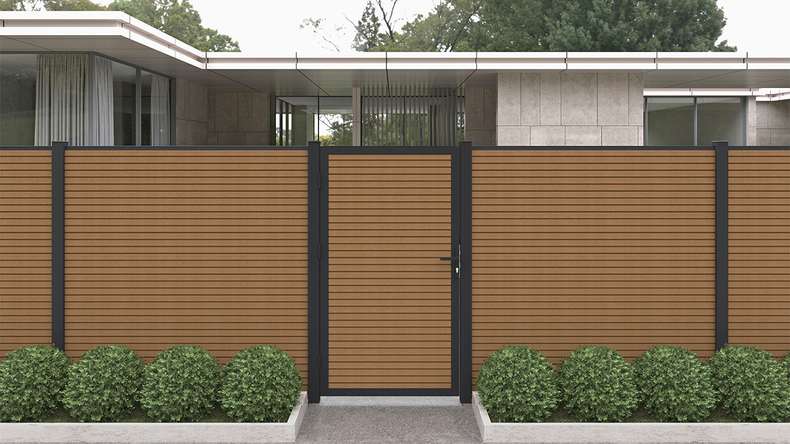 planeo LINEA - WPC CoEx Rhombus Steckzaun Burma Teak 176 x 183 cm