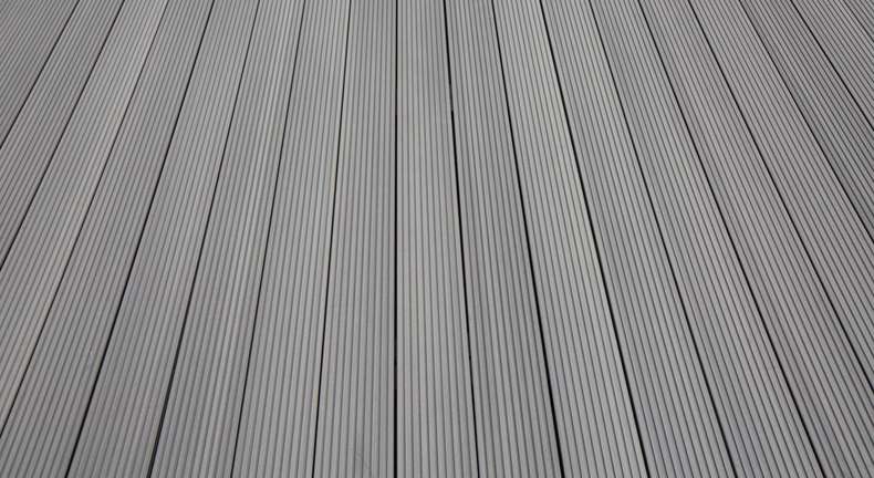 Komplett-Set TitanWood 3m Hohlkammerdiele Rillenstruktur Hellgrau 16m² inkl. Alu-UK