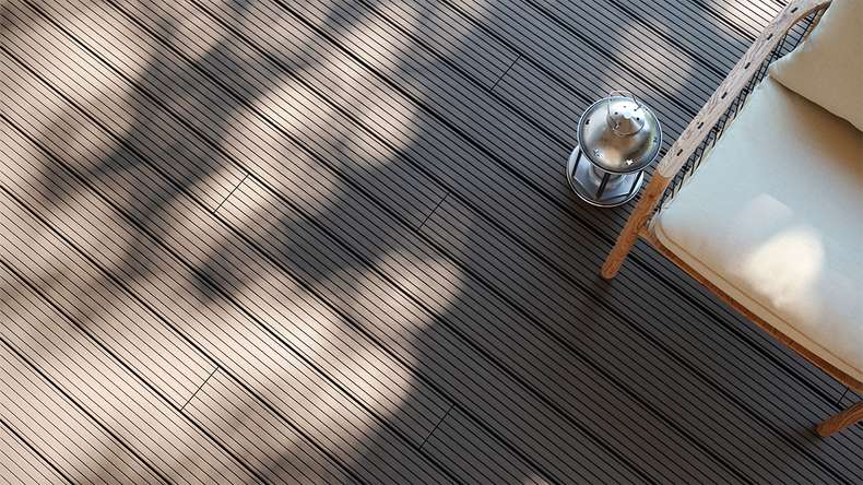 planeo LineWood WPC Terrassendiele Massiv - Hellgrau 3m gerillt/genutet