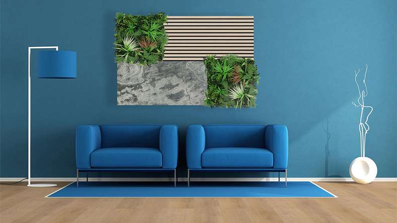 planeo Akustikpaneel - MixWall Mineral Mood Crystal Slate 52 x 104 cm | Echtstein (PLMW-10511A)