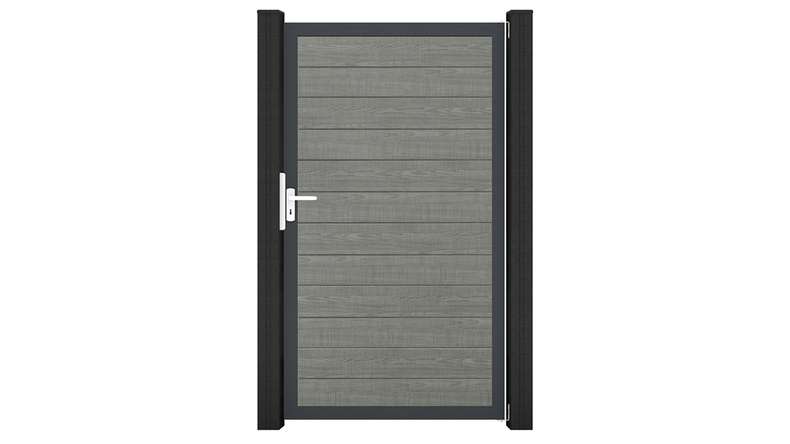 planeo Gardence Simply Small - PVC-Universaltor Grey Ash Cut mit Alu-Rahmen in Anthrazit | DB703 100 x 180 cm