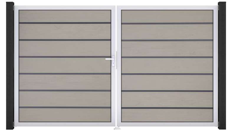 planeo Gardence Deluxe - BPC-Tor - 2-flügelig Bi-Color Sand mit Alurahmen 