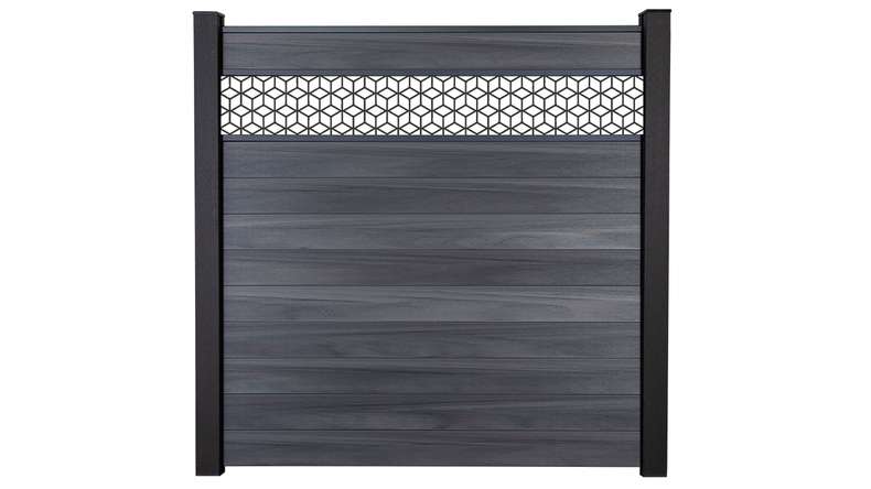 planeo Gardence Strong - BPC-Steckzaun Cube Steingrau co-ex 180 x 180 cm