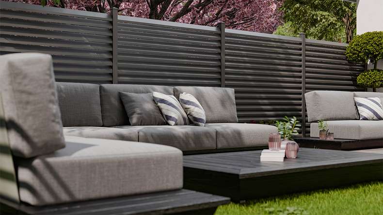 planeo Gardence Metallic Rhombus - Alu-Gartenzaun Quadratisch Anthrazit | DB703