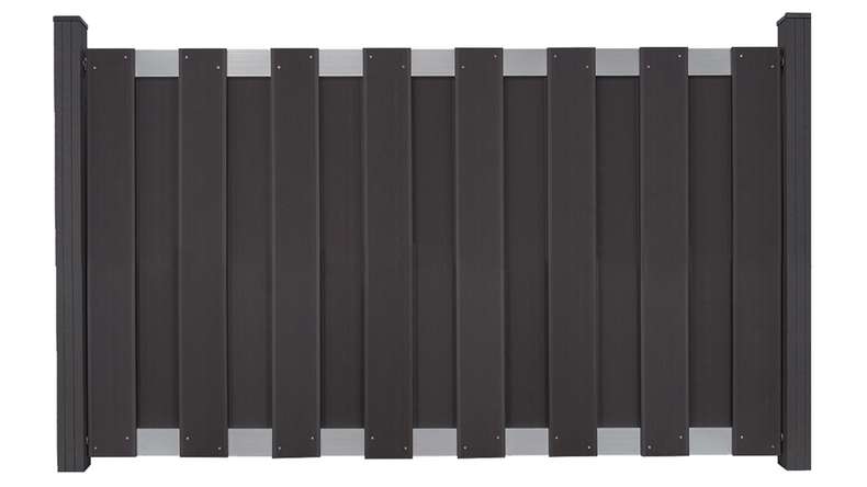 planeo Gardence Premade - BPC-Gartenzaun Vorgartenzaun Anthrazit mit EV1 Silber Querriegel 180 x 90cm