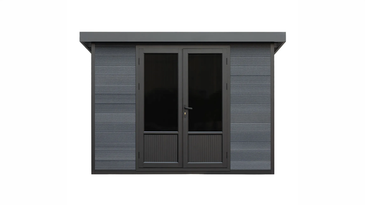 planeo WPC CoEx Pultdach Gartenhaus XL - Anthrazit 400 x 300 cm