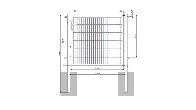 planeo Universaltor medium 1-flg. Feuerverzinkt H 1200 x B 1340 mm inkl. Torpfosten