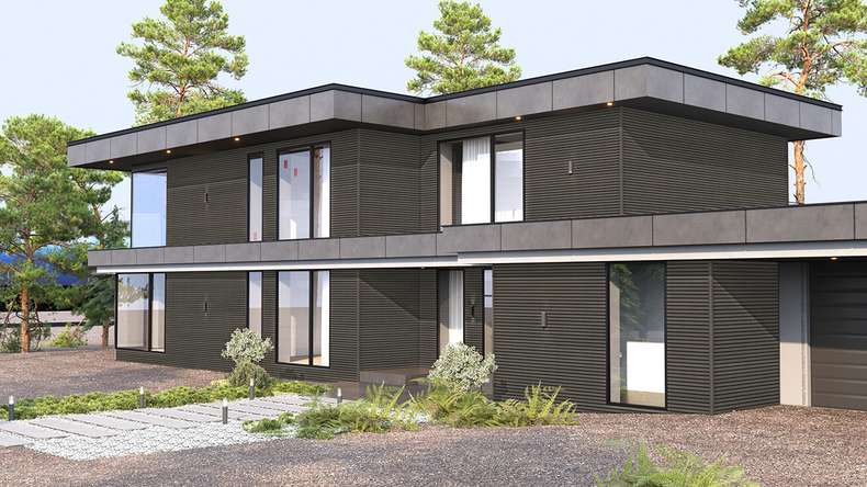 planeo LINEA Wide - WPC CoEx Fassadenverkleidung Dunkelgrau 2900 x 181 mm