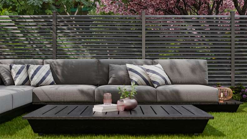 planeo Gardence Metallic Ellipse - Alu-Gartenzaun Quadratisch Anthrazit | DB703