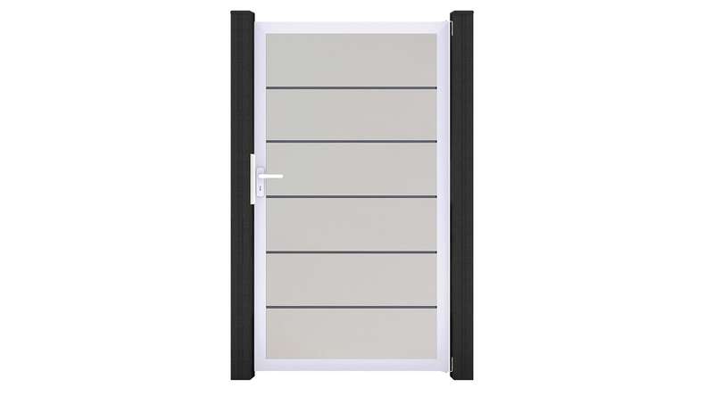 planeo Gardence Simply Premium - PVC-Universaltor Weiss mit Alu-Rahmen in Silber | EV1 100 x 180 cm