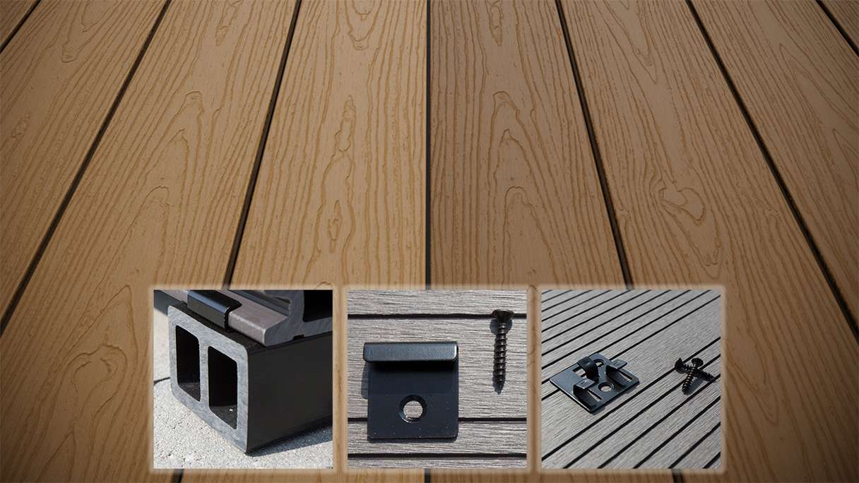 planeo CoEXWood WPC-Terrasse Komplett-Set Massivdiele - Sand/Karamell strukturiert