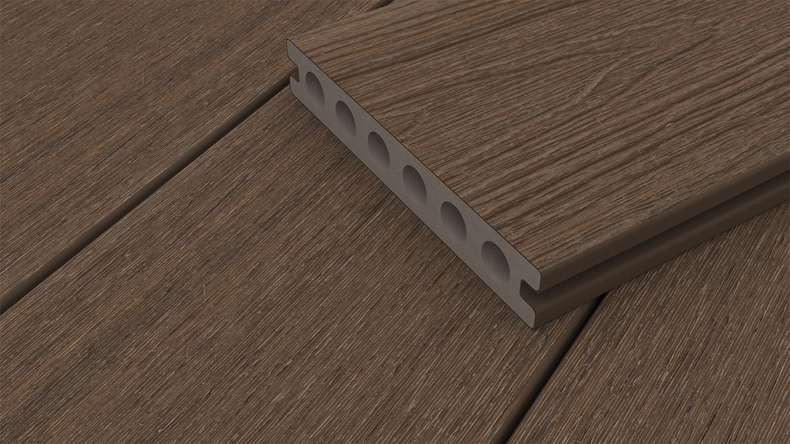 planeo WOODLine Nature - 3m WPC CoEx ummantelte Terrassendiele Verbundprofil leicht - Ipe Braun strukturiert/glatt gebürstet