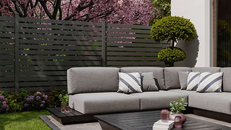 planeo Gardence Metallic Edge - Alu-Gartenzaun Quadratisch Anthrazit | DB703