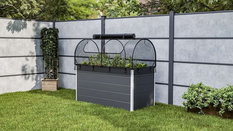 planeo Hochbeetaufsatz Netz - Schwarz 149.9 x 69.4 x 62 cm