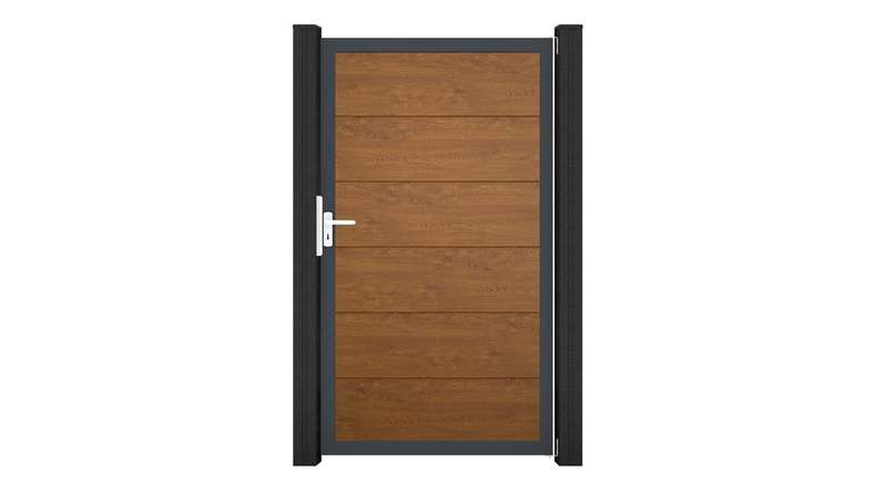 planeo Gardence Simply - PVC-Universaltor Golden Oak mit Alu-Rahmen 100 x 180 cm