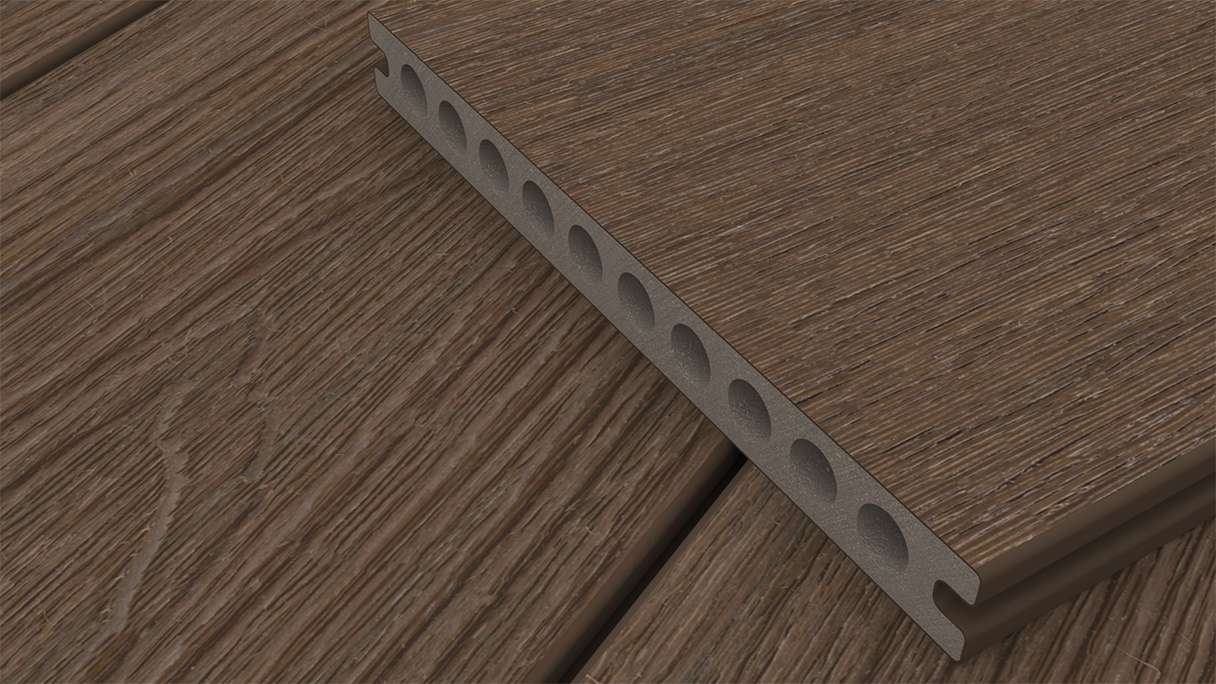 planeo MAXLine Nature - 3m WPC CoEx ummantelte XL Terrassendiele Verbundprofil leicht - Ipe Braun strukturiert/glatt gebürstet