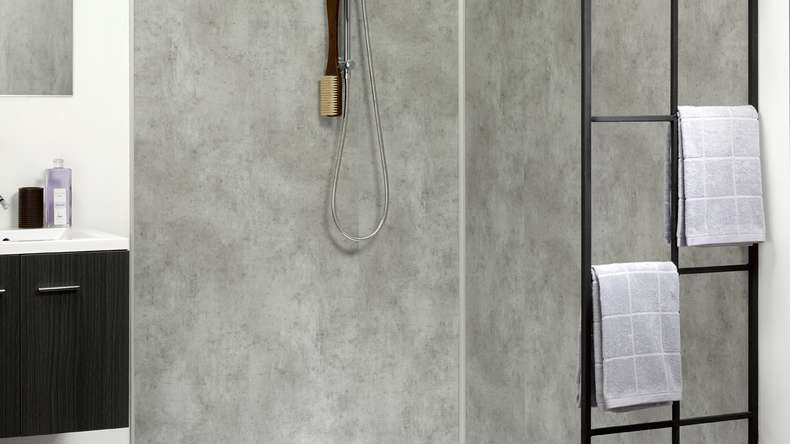 Wandverkleidung Kunststoff - planeo StrongWall XL - Grey Cement 90 x 260cm