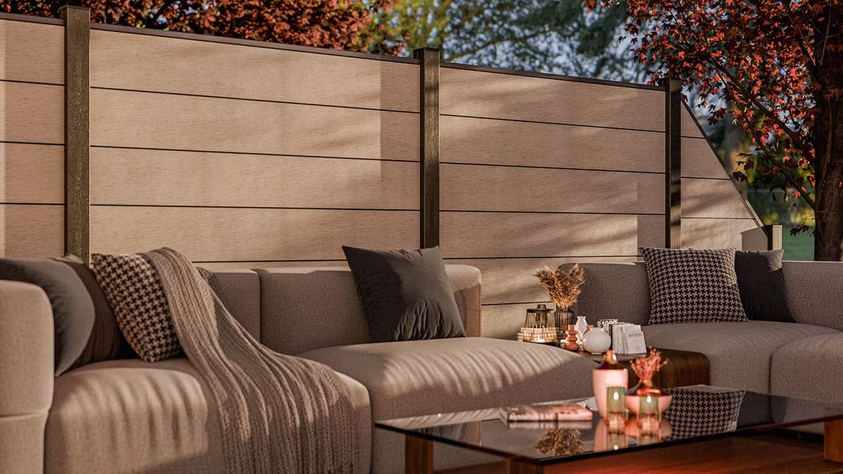 planeo Gardence Strong XL - BPC-Gartenzaun Standard Bi-Color Sand