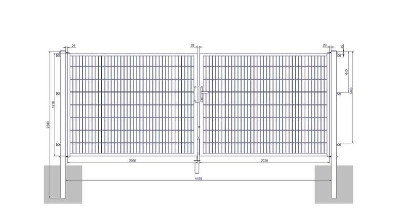 planeo Universaltor medium 2-flg. Feuerverzinkt H 1600 x B 4158 mm inkl. Torpfosten