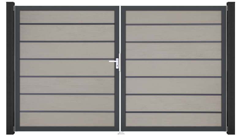 planeo Gardence Deluxe - BPC-Tor - 2-flügelig Bi-Color Sand mit Alurahmen 