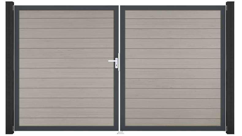 planeo Gardence Strong - BPC-Tor - 2-flügelig Bi-Color Sand mit Alurahmen 