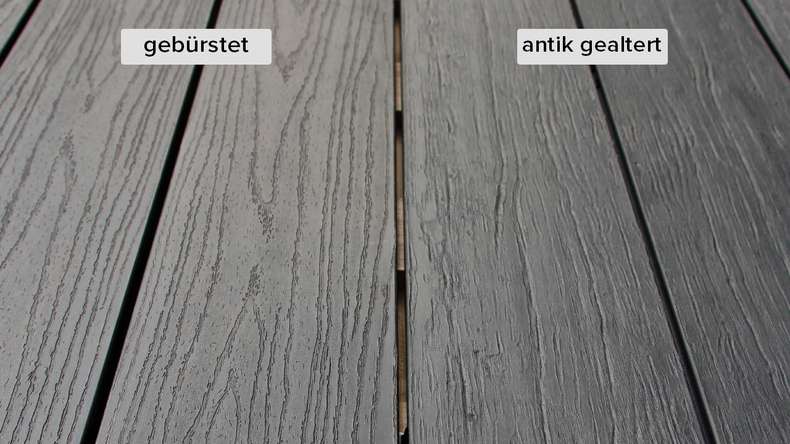 planeo TitanWood - Massivdiele dunkel-grau antik gealtert/gebürstet 4m | 5m