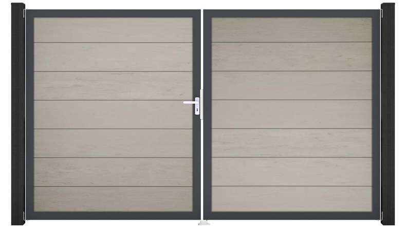 planeo Gardence Strong XL - BPC-Tor - 2-flügelig Bi-Color Sand mit Alurahmen