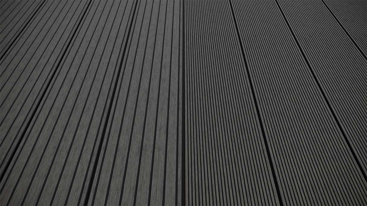 planeo LineWood WPC Terrassendiele Massiv - Dunkelgrau 3m gerillt/genutet