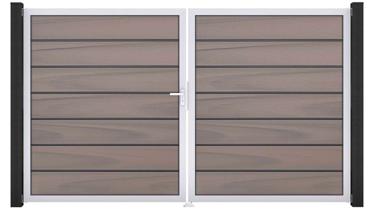 planeo Gardence Deluxe - BPC-Tor - 2-flügelig Bi-Color co-ex mit Alurahmen