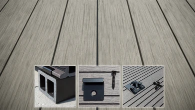 planeo AntikWood WPC-Terrasse Komplett-Set Massivdiele - Steingrau antik gealtert
