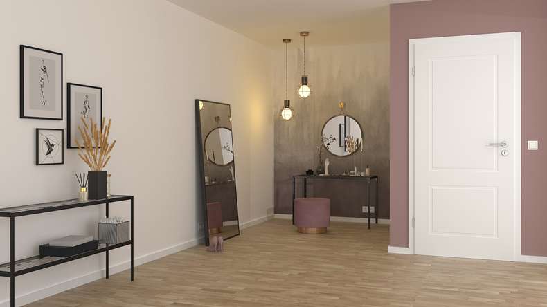 planeo Design-Innentür PUREA Essence 2 Weißlack 9003 Designkante | lackiert - 1985 x 610|735|860|985 mm
