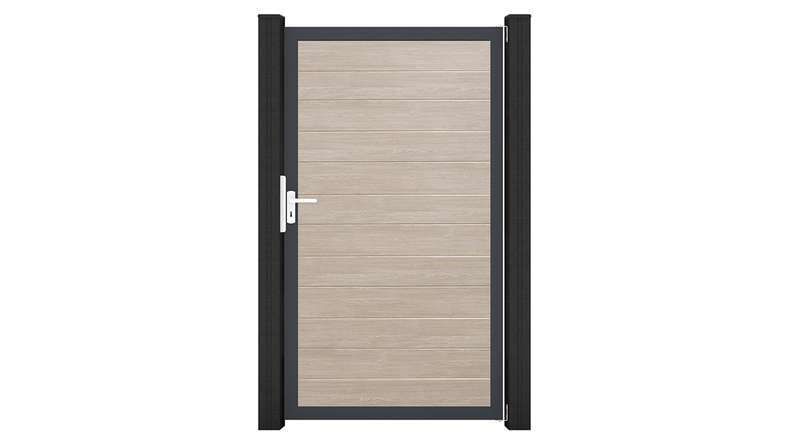 planeo Gardence Simply Small - PVC-Universaltor Sheffield Oak mit Alu-Rahmen 100 x 180 cm