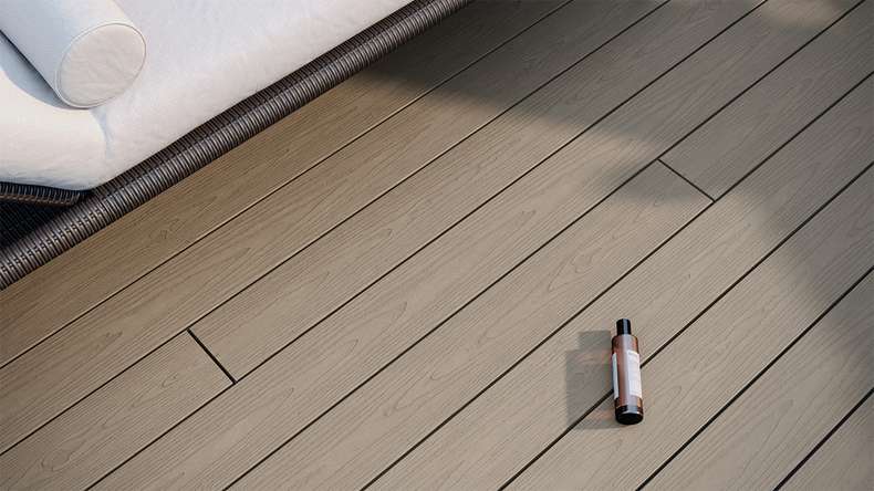 planeo CoEXWood WPC Terrassendiele Massiv ummantelt - Grau/Zement 3m strukturiert