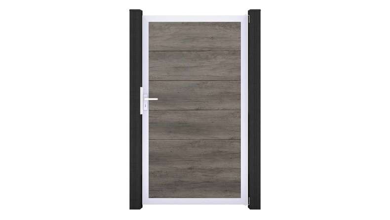 planeo Gardence Simply - PVC-Universaltor Monument Oak mit Alu-Rahmen 100 x 180 cm