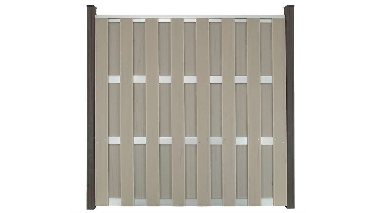 planeo Gardence Premade - BPC-Gartenzaun Quadratisch Bi-Color Sand 180 x 180cm