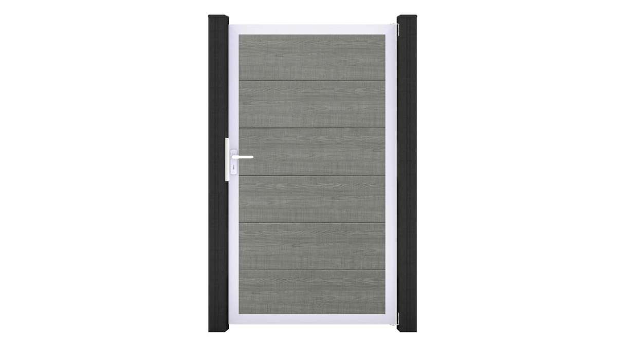 planeo Gardence Simply - PVC-Universaltor Grey Ash Cut mit Alu-Rahmen 100 x 180 cm