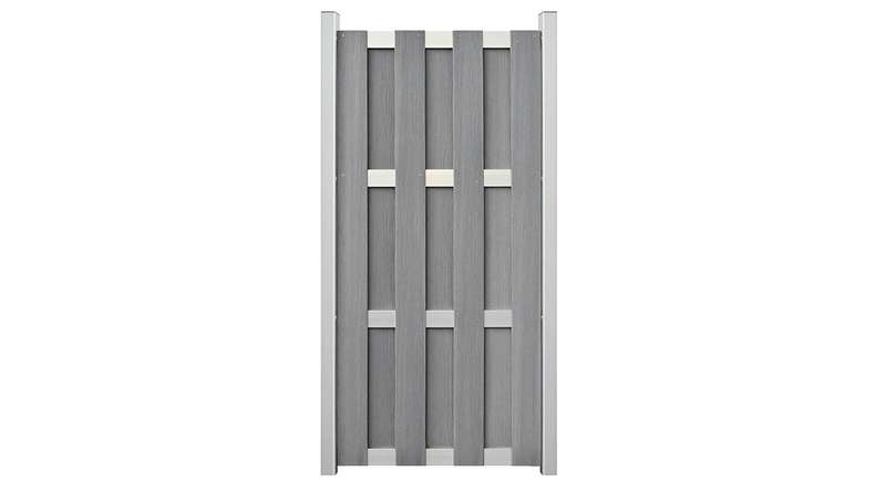 planeo Gardence Premade - BPC-Gartenzaun Hochkant Steingrau co-extrudiert 84,3 x 180cm mit EV1 Silber Querriegel