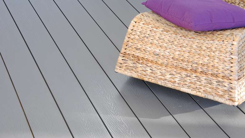 planeo WPC - Terrassendiele massiv Grau 5,40m - geriffelt