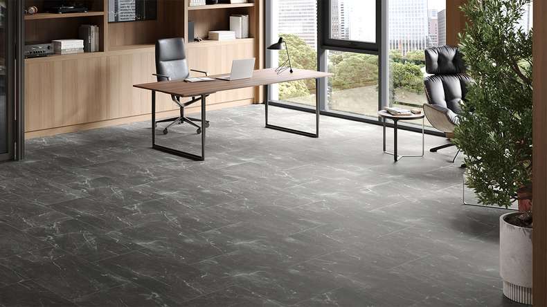 planeo Rigid Klick Vinyl - Stone Botticino Dark Matt | Trittschalldämmung integr. (100P2909MT)