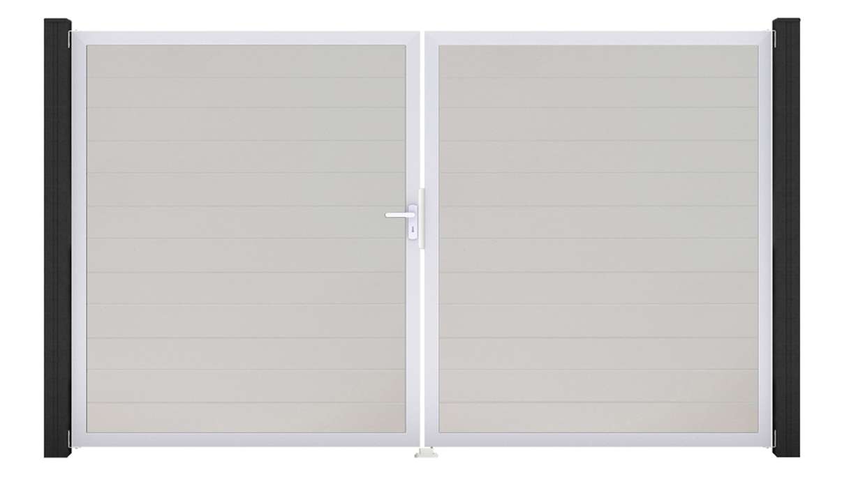 planeo Gardence Simply Small - PVC-Tor 2-flügelig Weiss mit Alurahmen 300 x 180 cm