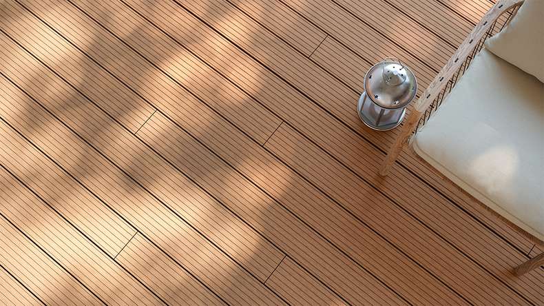 planeo LineWood WPC Terrassendiele Massiv - Hellbraun 4.8m gerillt/genutet