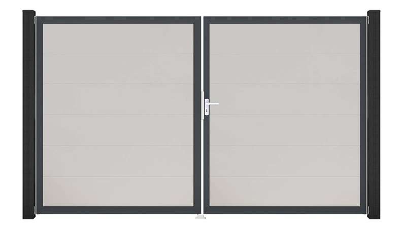 planeo Gardence Simply - PVC-Tor 2-flügelig Weiss mit Alurahmen 