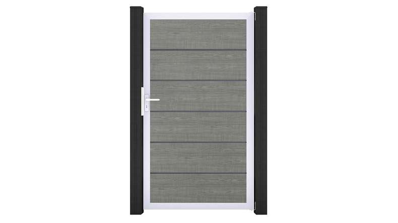 planeo Gardence Simply Premium - PVC-Universaltor Grey Ash Cut mit Alu-Rahmen 100 x 180 cm