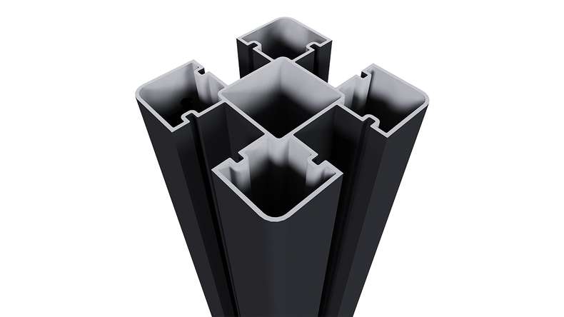 planeo Aluminium Pfosten zum Einbetonieren - Schwarz 8 x 8 x 240 cm inkl. Pfostenkappe