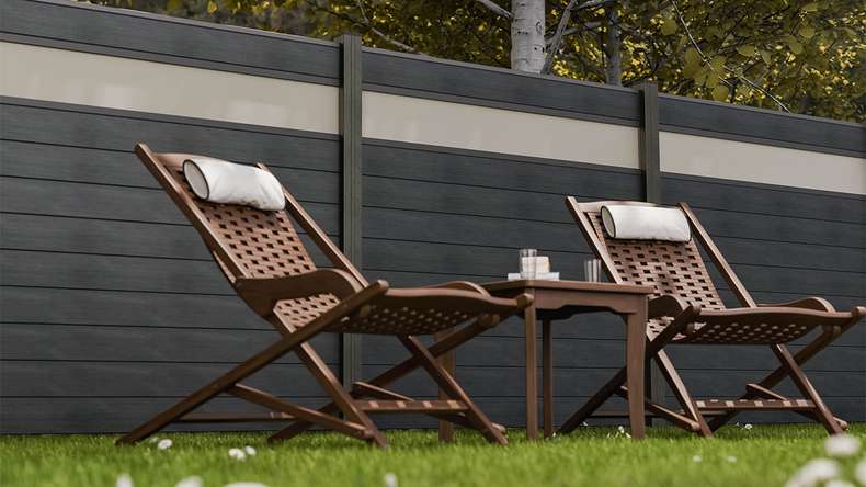 planeo Gardence Strong - BPC-Steckzaun Glas Satiniert Steingrau co-ex 180 x 180 cm